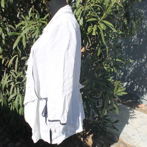 ALL THAT JAZZY MATERNITY BLACK WHITE BLOUSE SIZE MEDIUM L/S LACE TRIM VTG - Picture 6 of 12